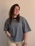 Dark blue striped top