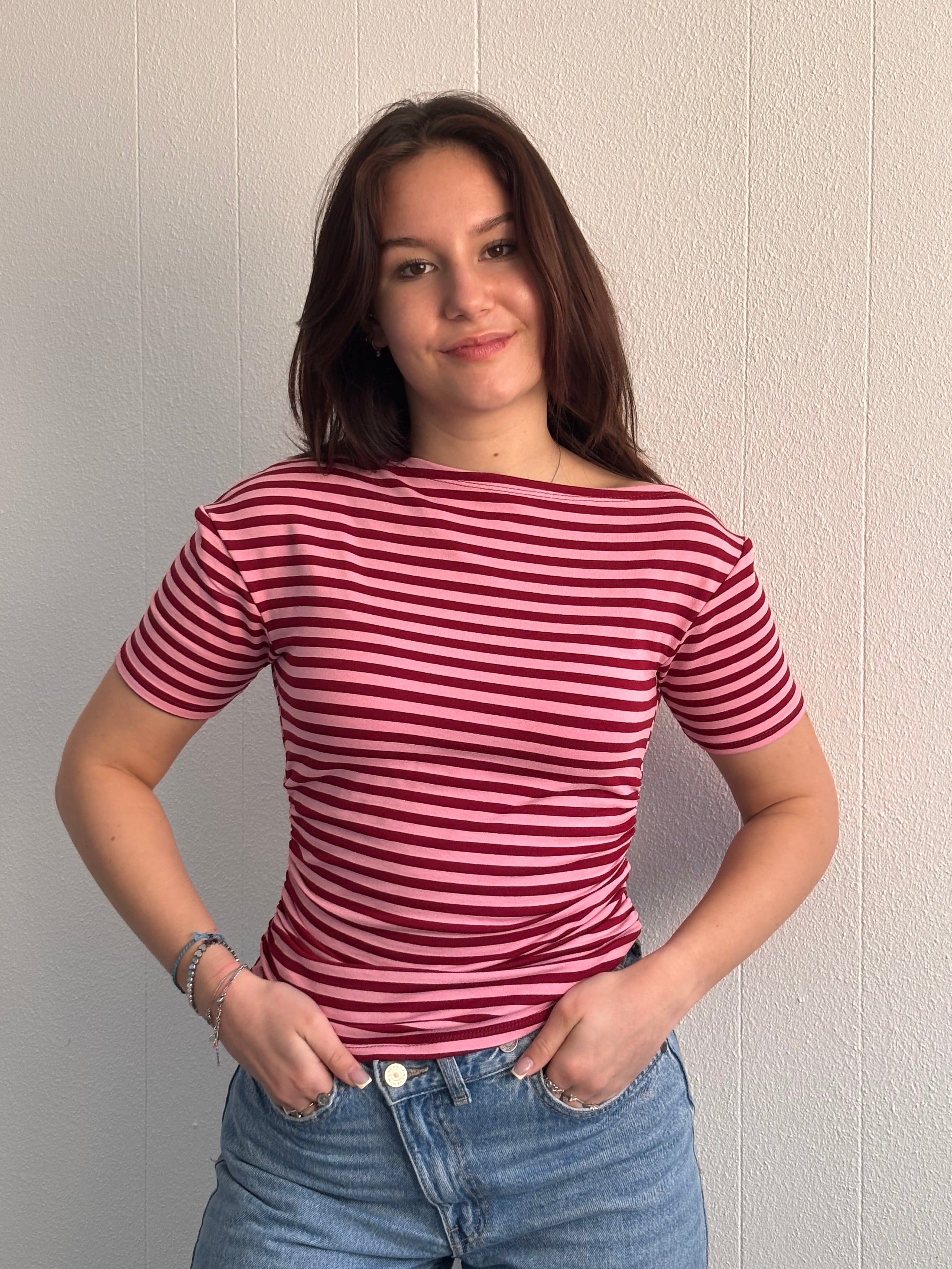 Pink striped top